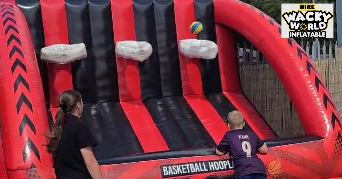 Fun and Frolic: Kids Bounce Castle with Basketball Hoop